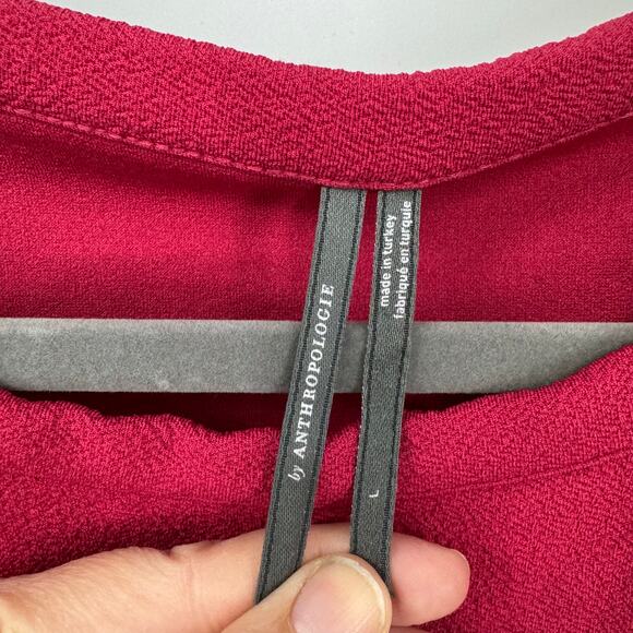 Anthropologie Y2K Babydoll Top Shirt L Pink Mixed Media Renaissance Preppy - Picture 6 of 7